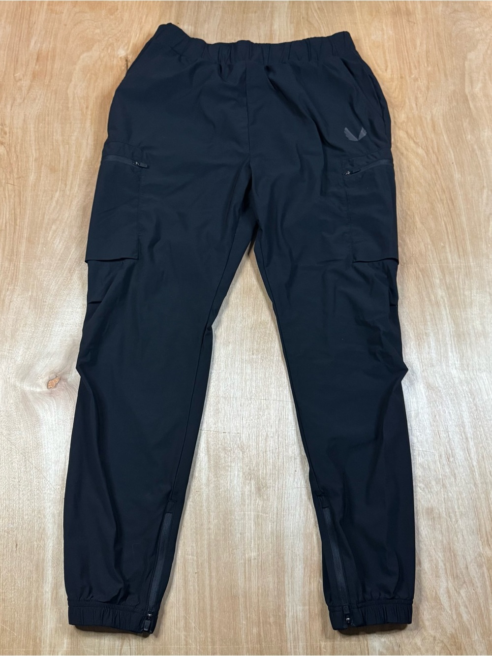 ASRV Mens Black Tetra-Lite Drawstring Jogger Pants Zip Pocket Tapered Size Small